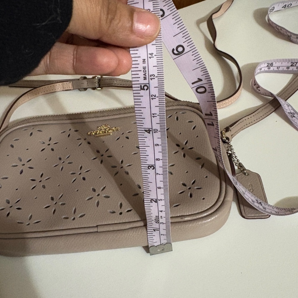 Coach Taupe Perforated Crossbody Bag